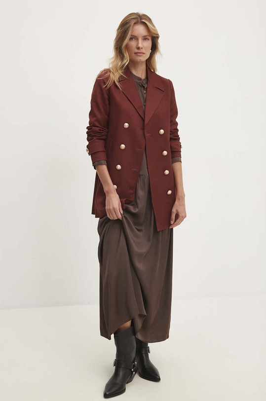 Kabát Answear.LAB dvojradové burgundské 1845.fos