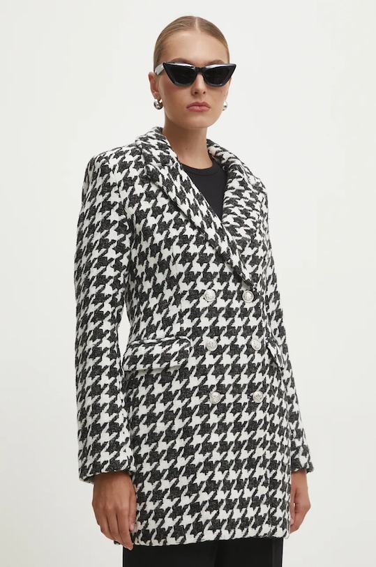 Kabát s prímesou vlny Answear.LAB bez kapucne čierna v.2347.a.fos