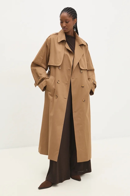 Trenčkot Answear.LAB dvojradové hnedá 2528.TLK