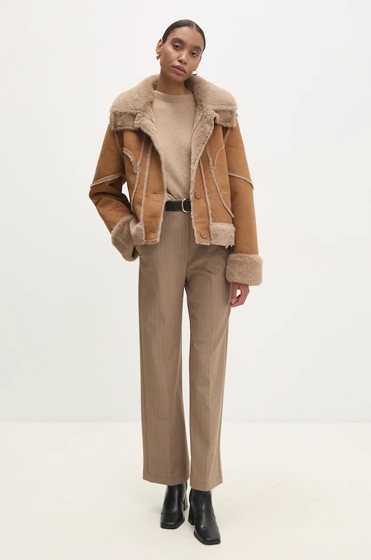 Answear.LAB płaszcz 5058.ios brązowy WZ24