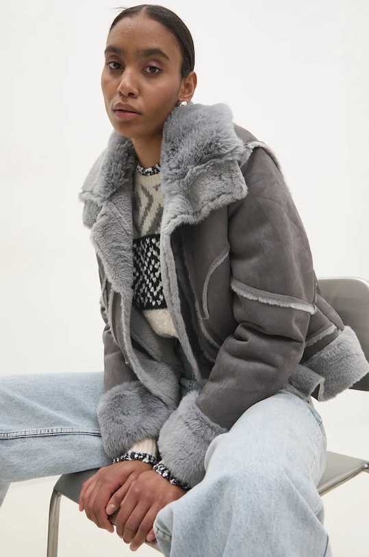 Answear.LAB płaszcz pozostałe szary 5058.ios