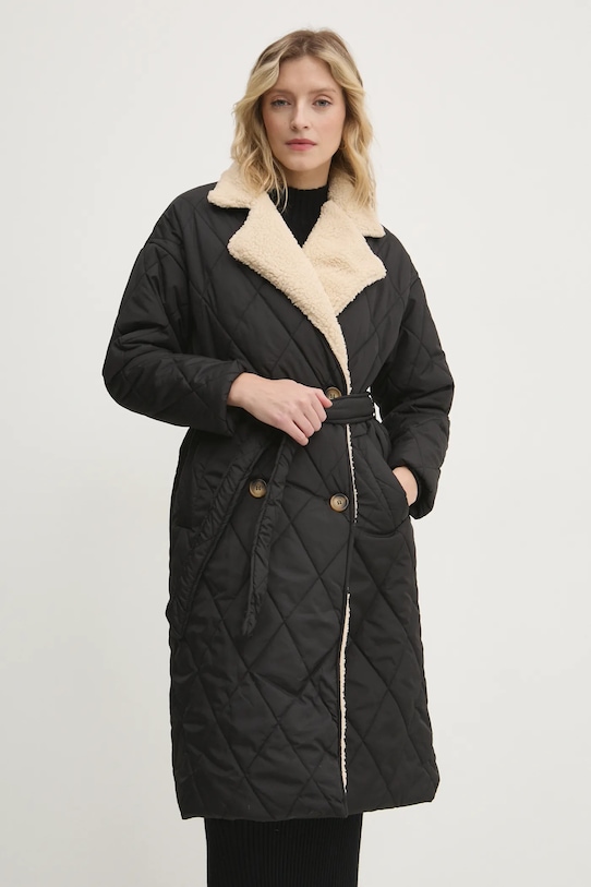 Kabát Answear.LAB jemné zateplenie čierna 5534.TLK