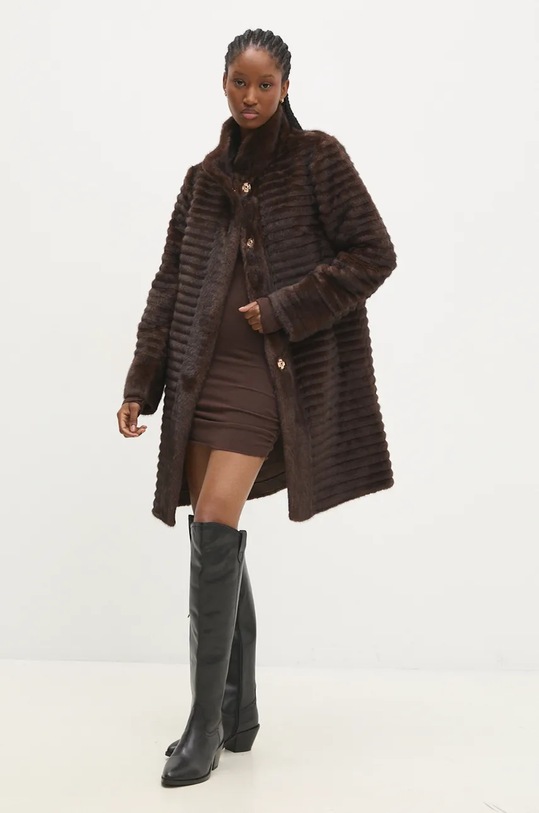 Kabát Answear.LAB br005.ilk hnědá WZ24