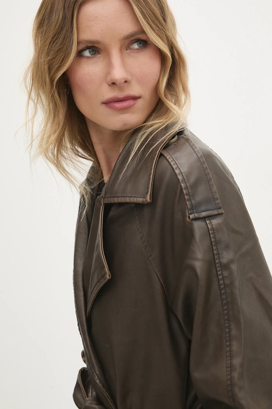 Trenčkot Answear.LAB 14619.ilk hnedá