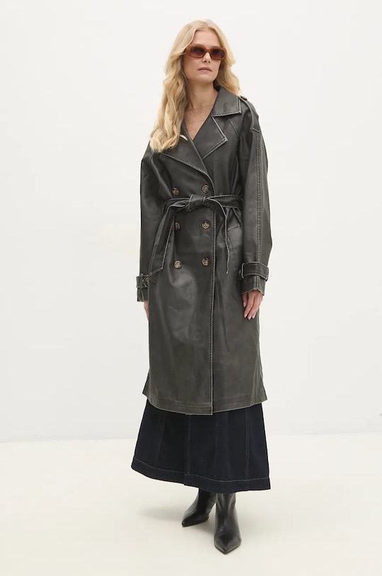 Trench kabát Answear.LAB 14619.ilk šedá WZ24