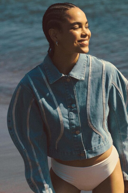 Answear.LAB kurtka jeansowa bez kaptura niebieski d30535.iw