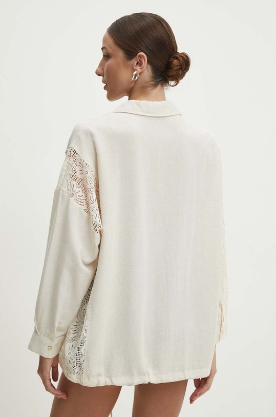 Odzież Answear Lab kurtka z domieszką lnu 33545.th beżowy