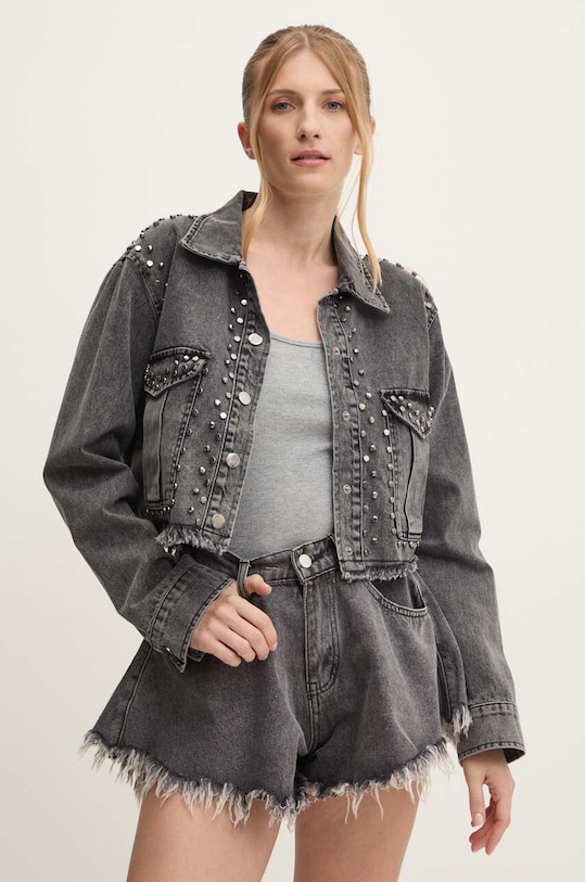 Answear Lab kurtka jeansowa bez kaptura szary 06035.TMS