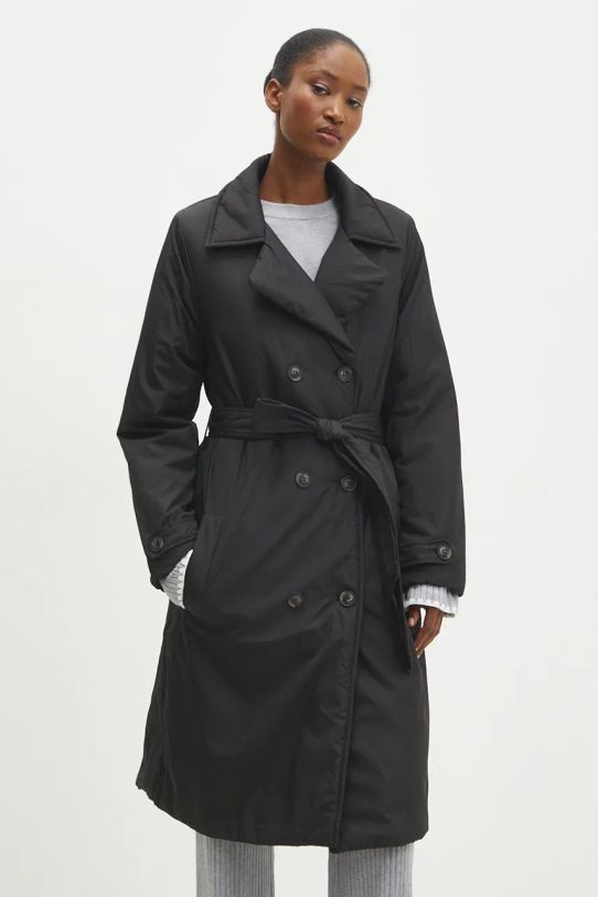 Answear.LAB płaszcz bez kaptura czarny LJK.LINA.ums