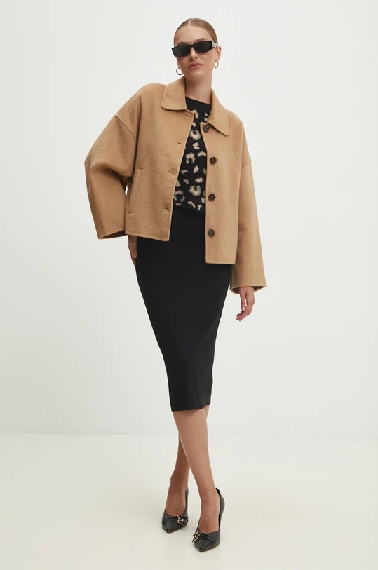 Answear.LAB kurtka wełniana m.2433fos brązowy WZ24