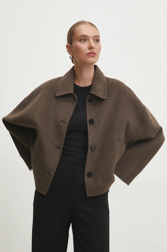 Vunena jakna Answear.LAB bez tople podstave smeđa m.2433fos