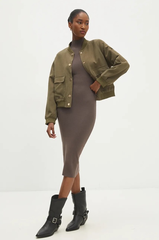 Answear.LAB kurtka bomber z domieszką lnu 6297.hms zielony WZ24