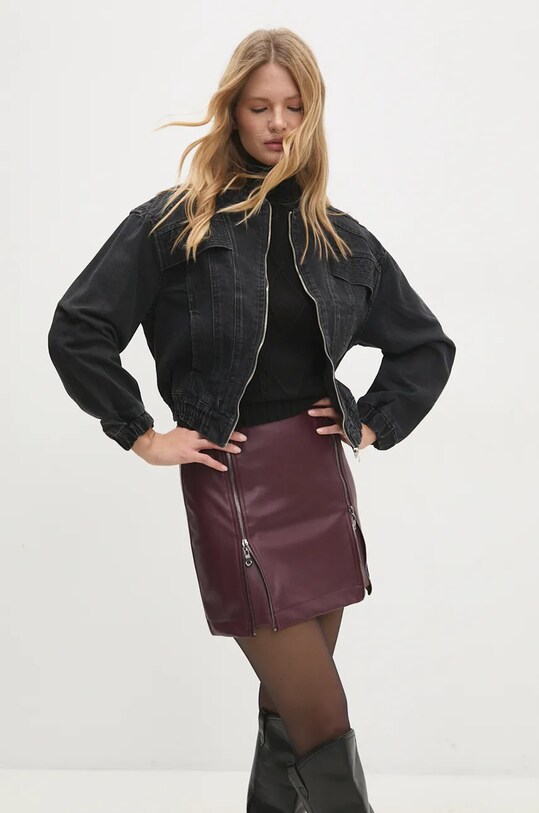 Answear Lab kurtka jeansowa bez kaptura szary 5728.tms