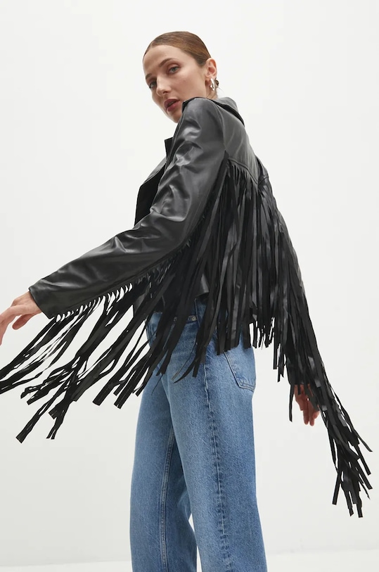 Μπουφάν Answear.LAB απομίμηση λείου δέρματος μαύρο 160669.tos