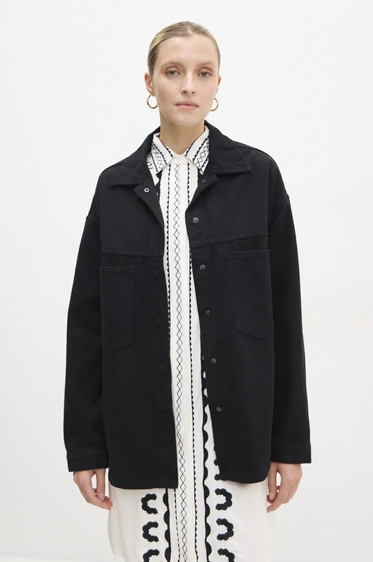 Answear Lab kurtka jeansowa bez kaptura czarny J77.tos