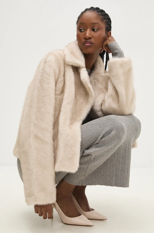 Bunda Answear.LAB oversize béžová v073.flk