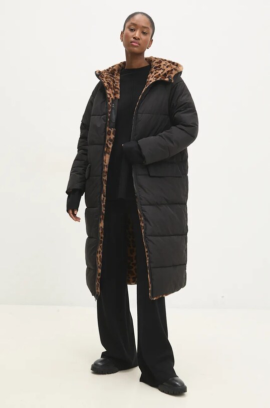 Answear Lab geaca cu doua fete cu captuseala negru 8715.fos