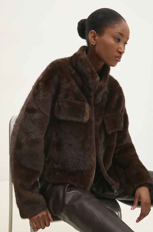 Answear Lab kurtka nieocieplane brązowy br001.ILK