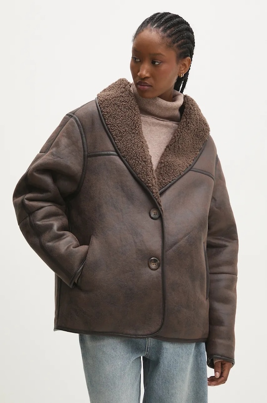 Jakna Answear.LAB 9255.ilk smeđa WZ24