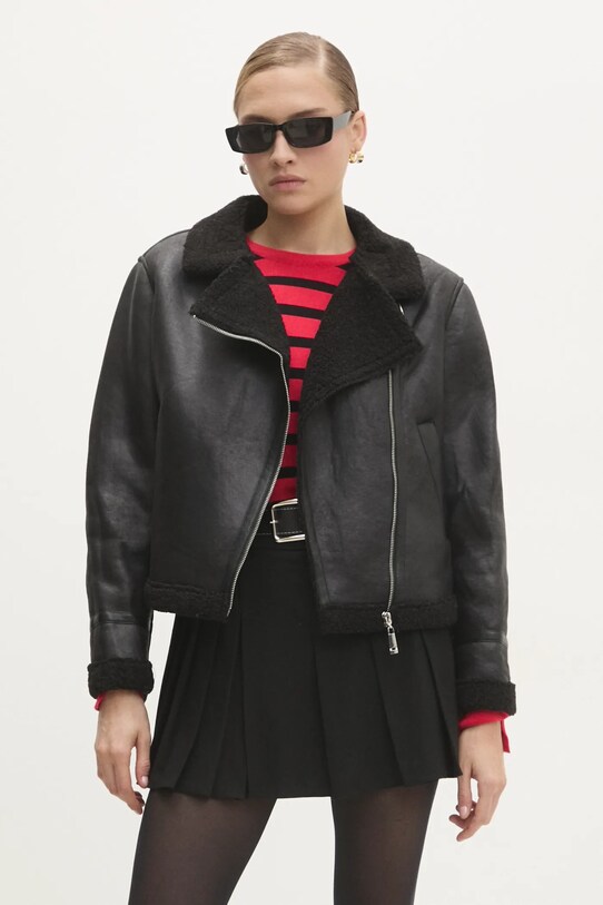 Rokerica Answear.LAB imitacija zrnate kože crna T22235.HWK