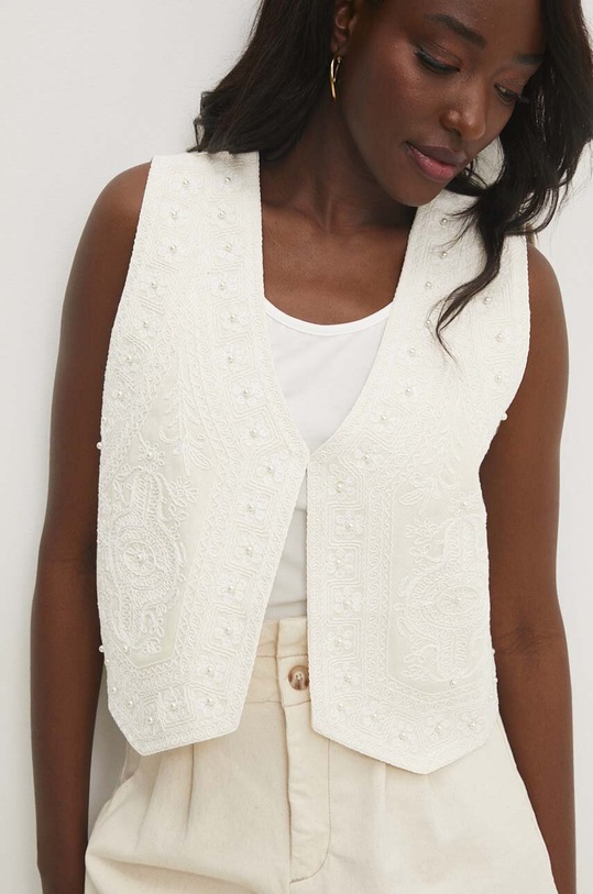 Answear Lab vestă din bumbac cu captuseala alb 5056.iw