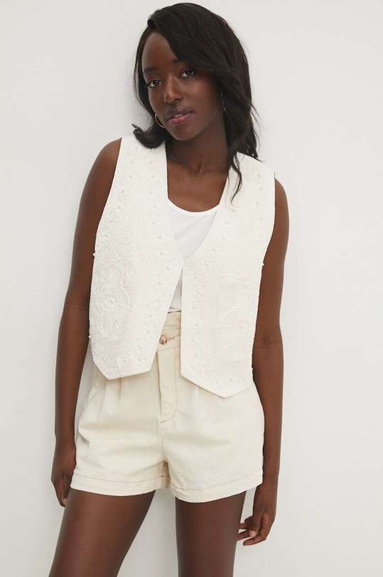 Answear Lab vestă din bumbac alb 5056.iw