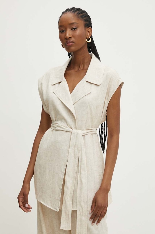 Prsluk s lanom Answear.LAB bez uzorka bež .0975.IKK