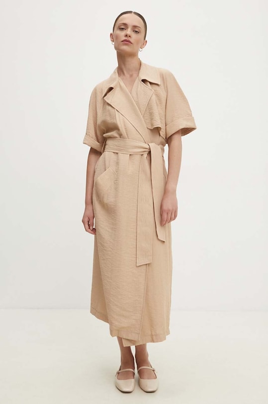Льняное платье Answear.LAB casual коричневый 250206.HWK