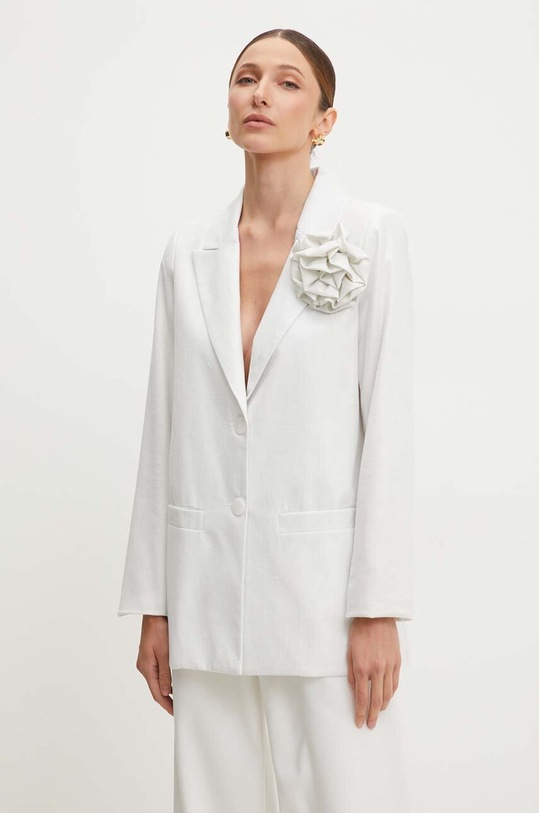 Піджак з домішкою льону Answear.LAB з підкладкою білий LD0856.HMS