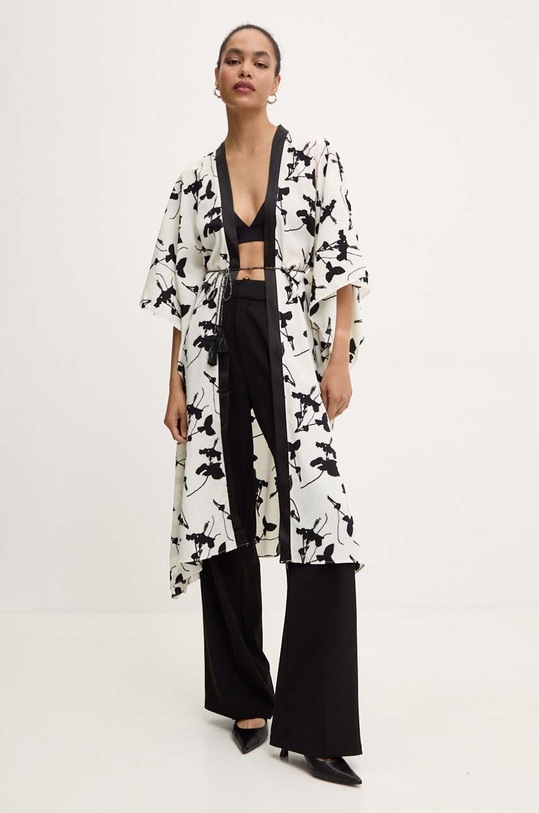 Answear Lab kimono tkanina beżowy NL233410.ums