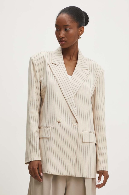 Answear Lab marynarka tkanina beżowy 4949.TJS