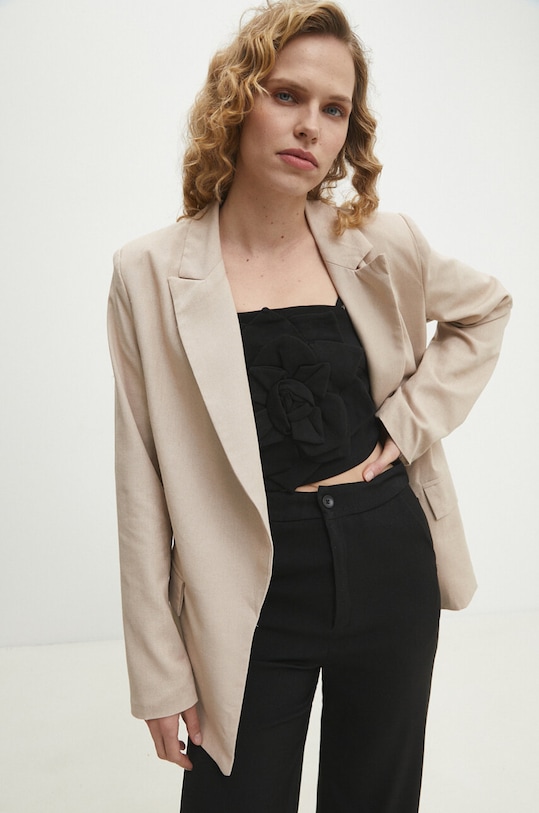 Answear.LAB marynarka z lnem beżowy MR20858.hms