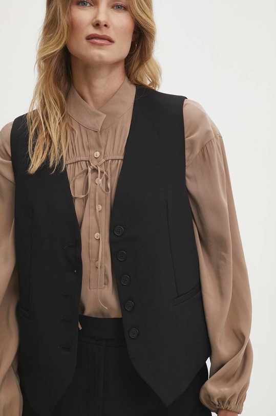 Answear Lab kamizelka tkanina czarny 9502.ijs