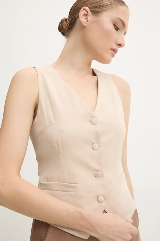 Answear.LAB kamizelka tkanina beżowy RM464.FKK