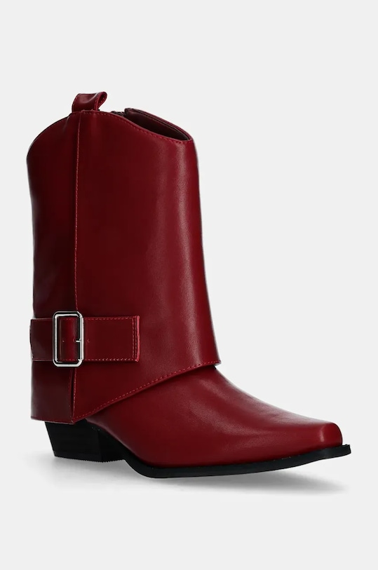 Μποτάκια Answear.LAB απομίμηση λείου δέρματος κόκκινο A3378.hms