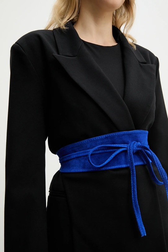 Замшевый ремень Answear.LAB F035.HWK тёмно-синий WW25