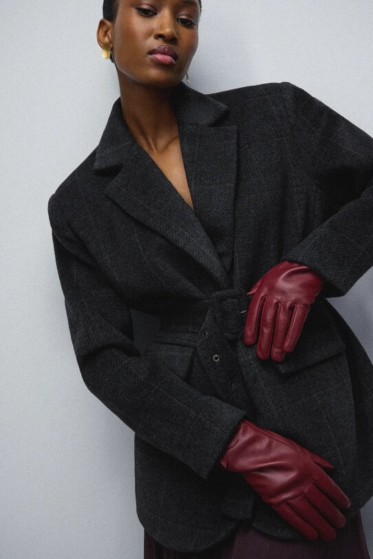 Kožené rukavice Answear.LAB usňová koža burgundské leafglove.1fh