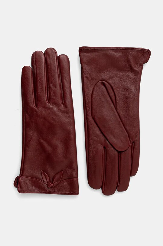 Kožené rukavice Answear.LAB leafglove.1fh burgundské WZ24