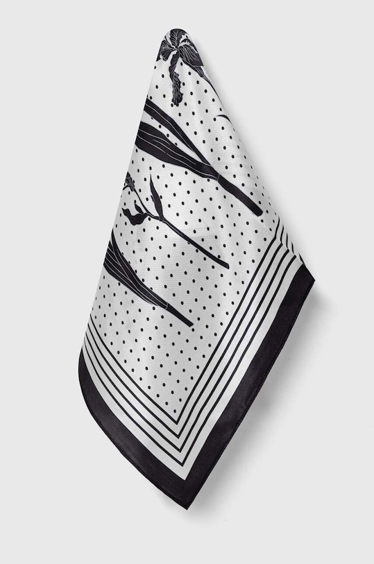 Hedvábný šátek Answear.LAB látka bílá 50X50.3.FKK