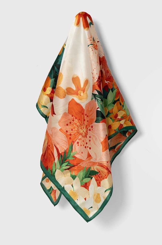 Answear Lab apaszka jedwabna tkanina zielony 50.50SMOL.FH