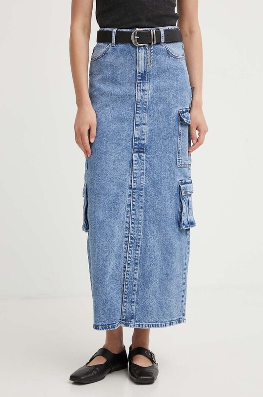 Answear Lab fustă din denim uni albastru W3395.HWK
