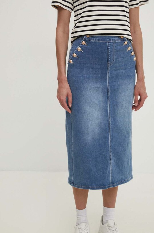 Answear Lab fustă din denim uni albastru ON608N.HWK