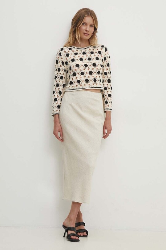 Answear.LAB spódnica z lnem 1032.IKK beżowy WZ24