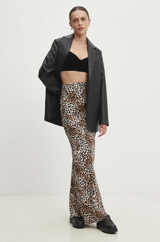 Φούστα Answear.LAB εμπριμέ καφέ sng.pa.tjs