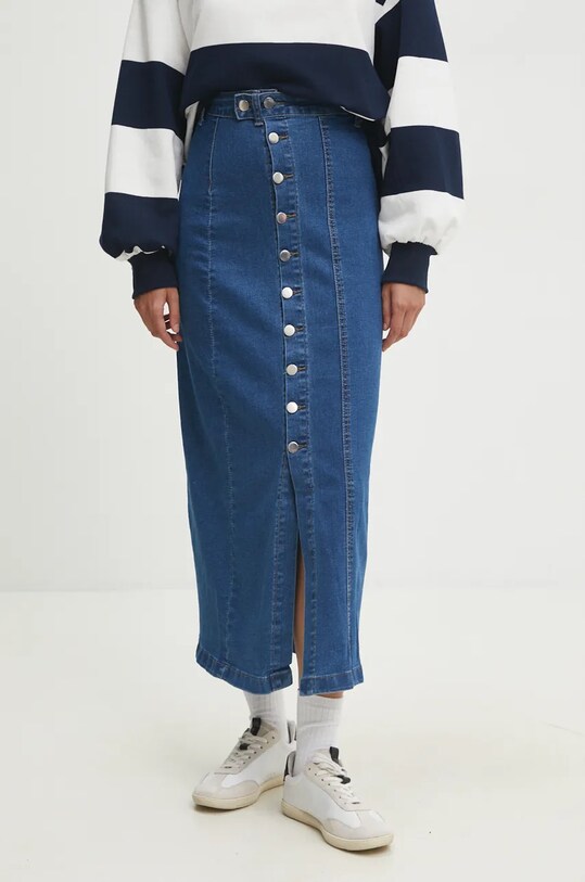Answear Lab fustă din denim uni albastru TR205.hos