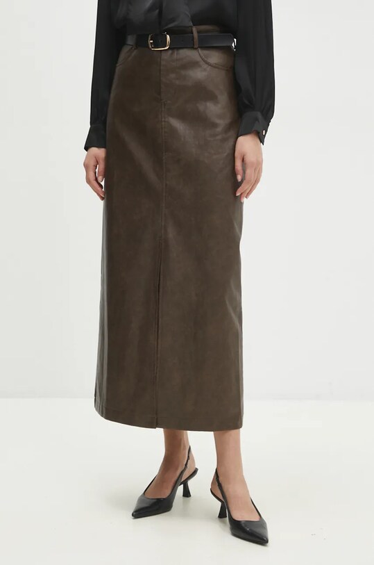 Suknja Answear.LAB bez uzorka smeđa 23246nj.FKK