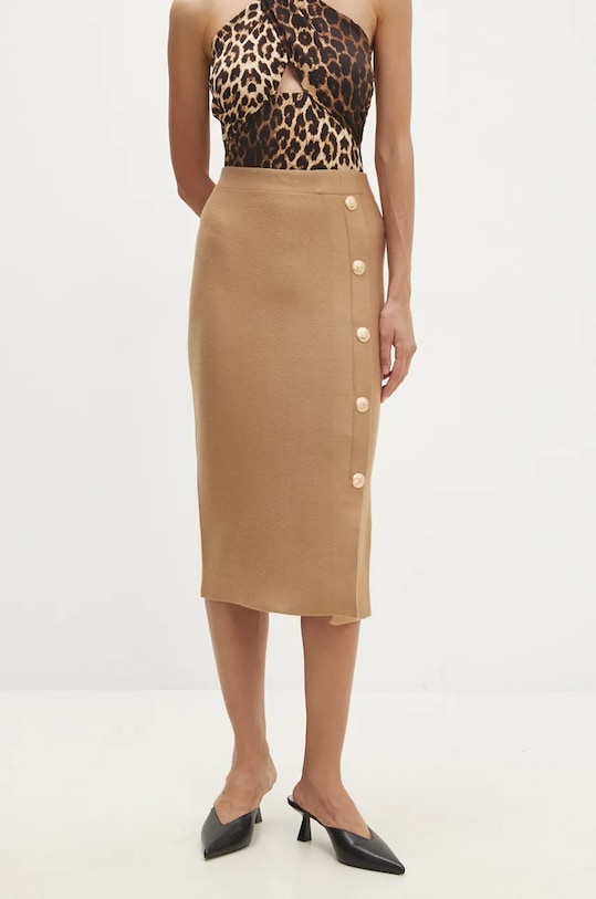 Sukně Answear.LAB midi hnědá K6912.HLK