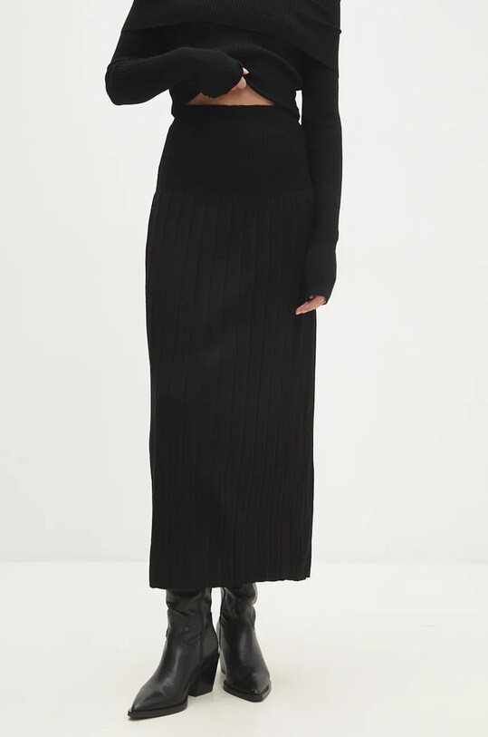 Answear Lab fustă uni negru 15411.TLK