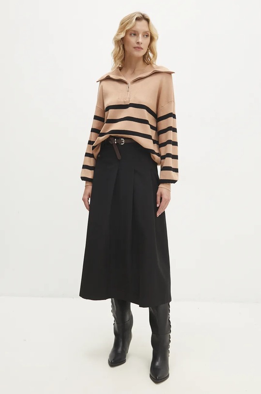 Bavlněná sukně Answear.LAB midi černá 5027.ims