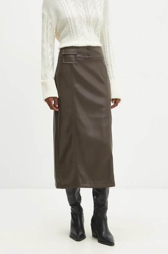 Answear Lab fustă uni maro pk9230.ilk